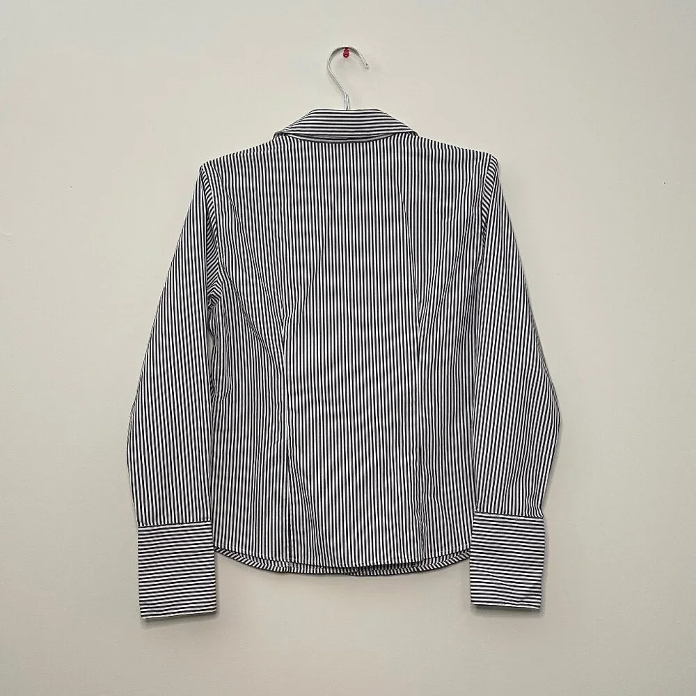 Calvin Klein Women’s Striped Non-Iron Button-Down Dress Shirt Size 4 - Picture 2 of 6